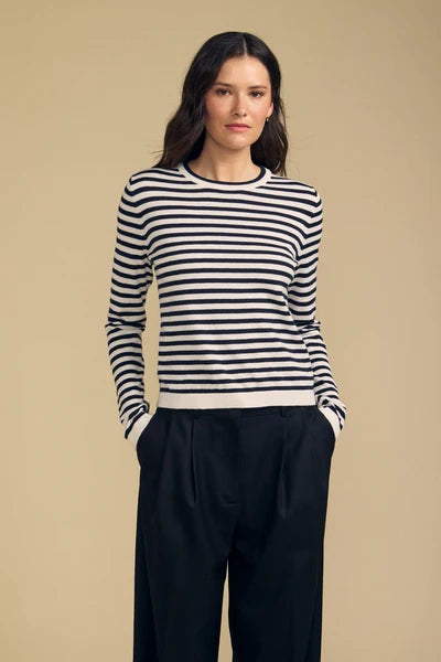 Velvet Roxy Lux Cotton Cashmere Top in Navy Stripe