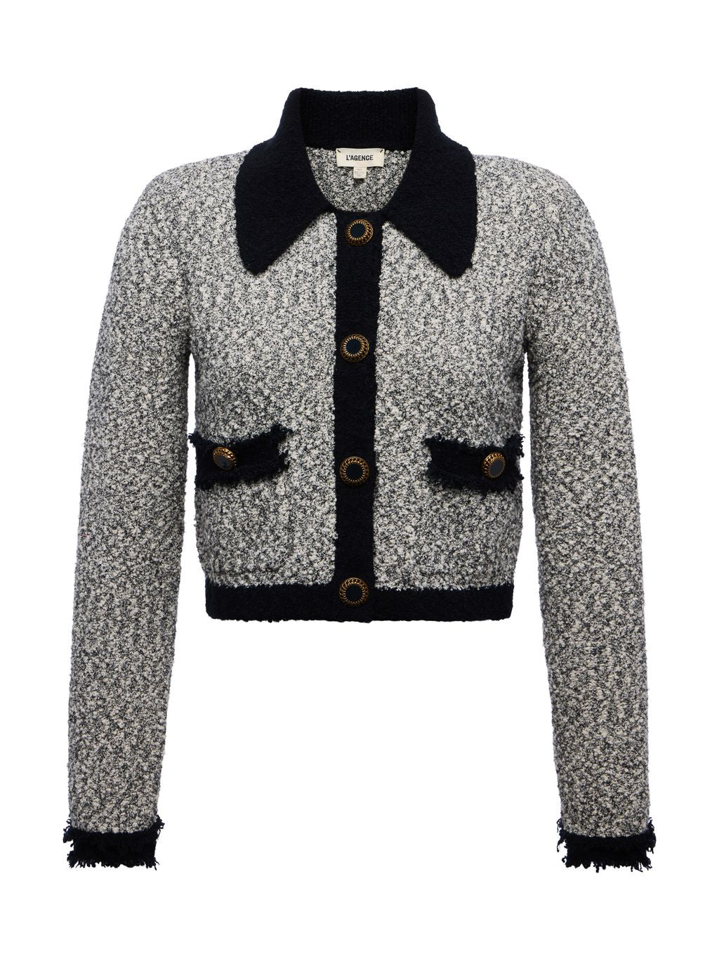 L'AGENCE Arielle Contrast Collared Jacket White/Black