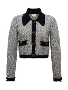 L'AGENCE Arielle Contrast Collared Jacket White/Black