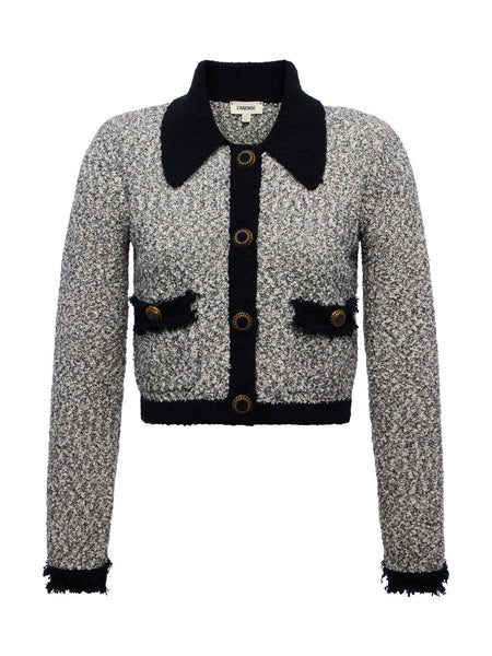 L'AGENCE Arielle Contrast Collared Jacket White/Black