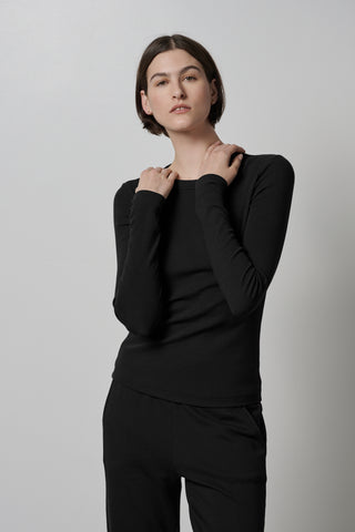 Velvet JG Camino Modal Rib Long Sleeve in Black