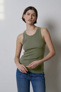 Velvet Cruz05 Modal Rib Tank Top in Army