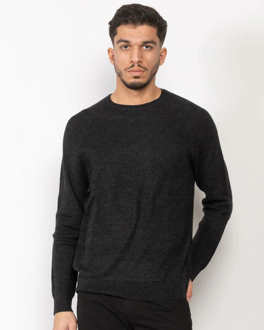 Patrick Assaraf Merino Raglan Rib Crew - Noir