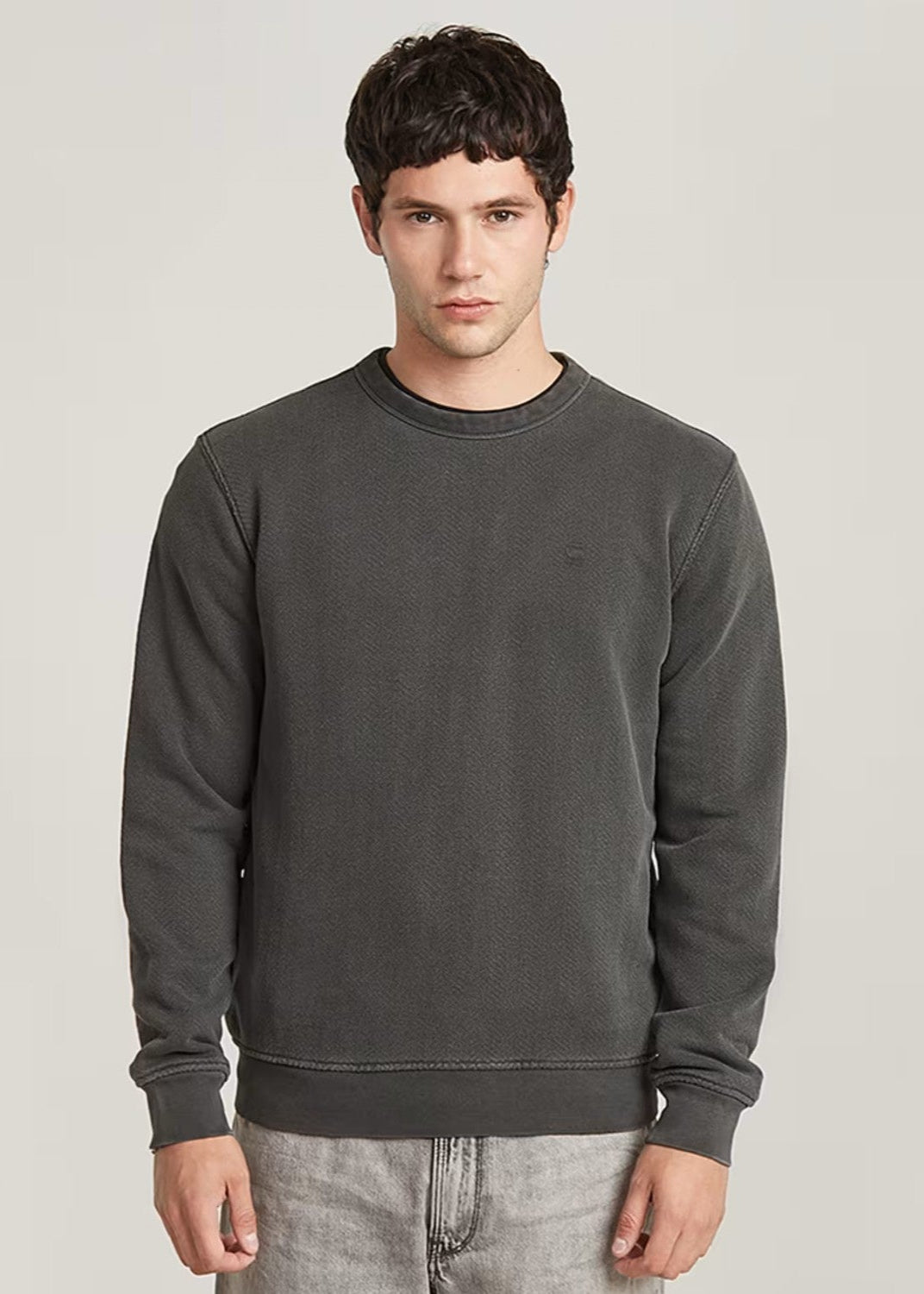 G-STAR OVERDYED SWEATER - Dark Black Garment Dyed