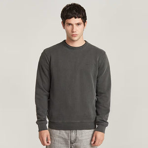 G-STAR OVERDYED SWEATER - Dark Black Garment Dyed