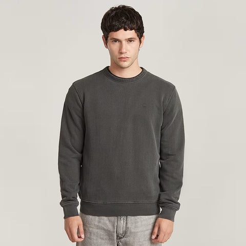 G-STAR OVERDYED SWEATER - Dark Black Garment Dyed