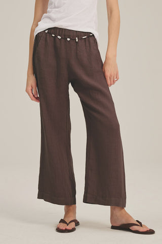 Velvet Lola03 Woven Linen Pull On Pant in Timber