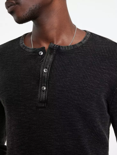 John Varvatos Memphis Waffle Henley - Black