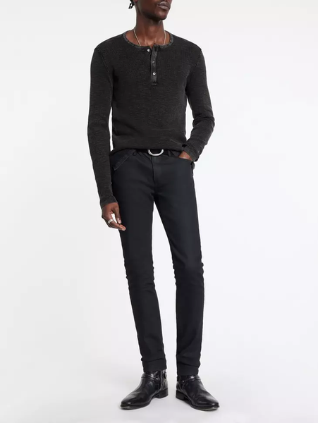 John Varvatos Memphis Waffle Henley - Black