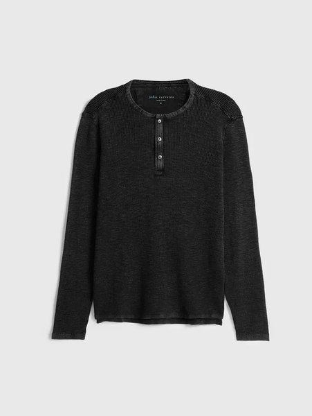 John Varvatos Memphis Waffle Henley - Black