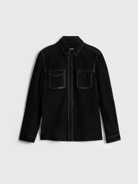 John Varvatos Izzy Leather Shirt - Black