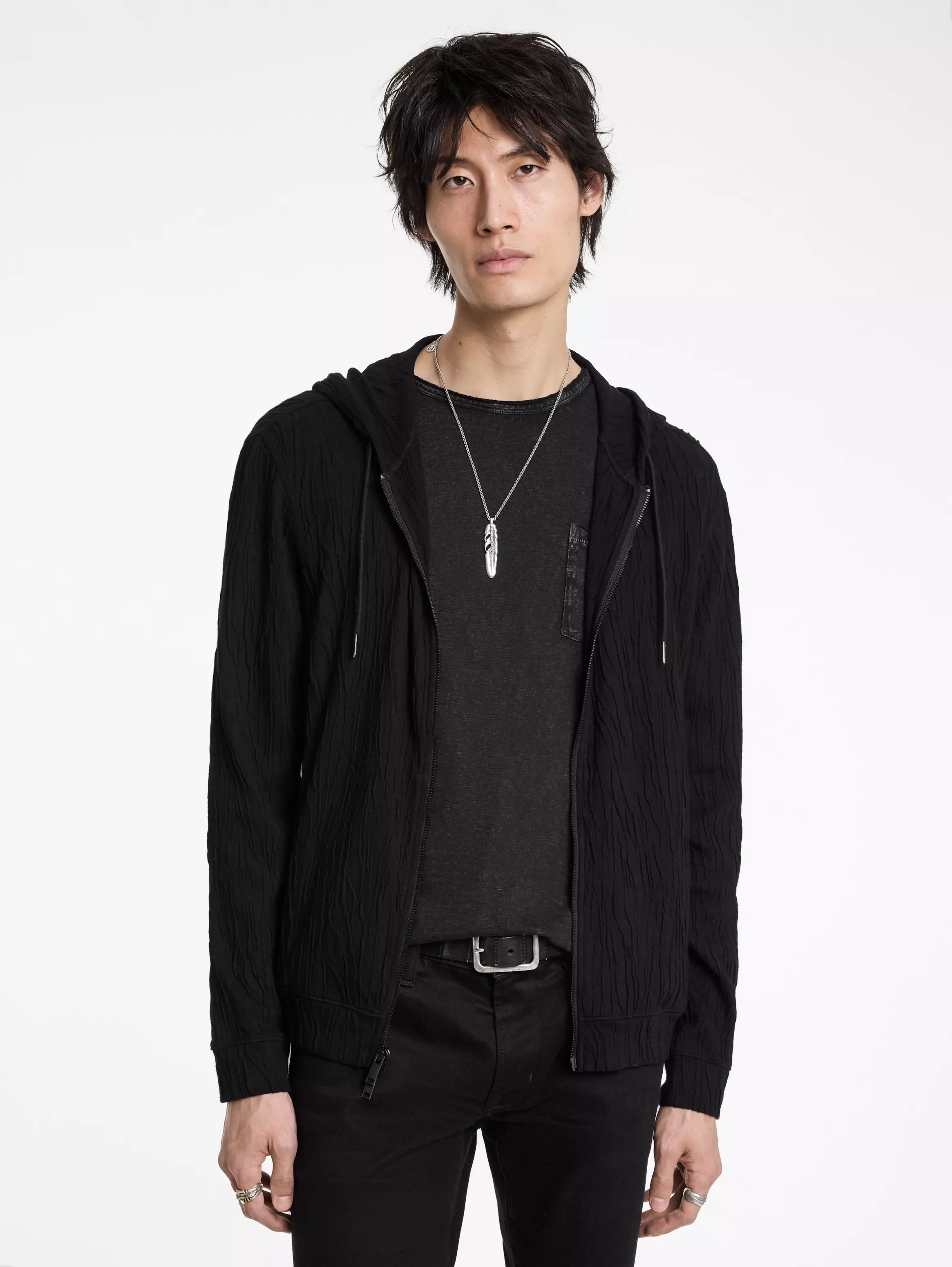 John Varvatos IHSAN Full Zip Hoodie - Black