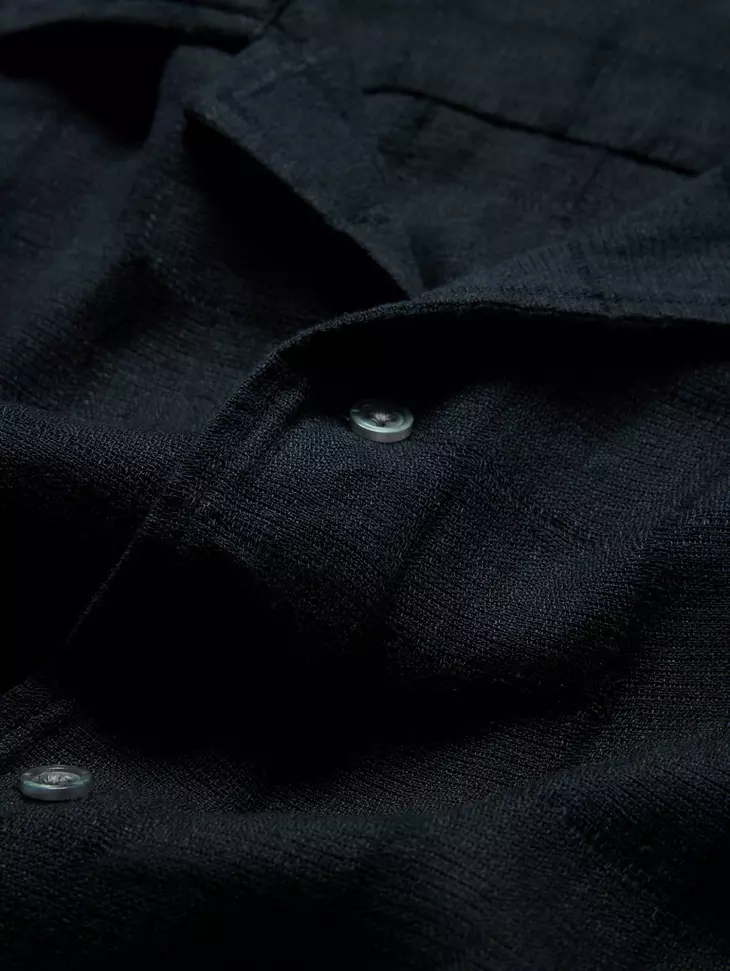 John Varvatos Danny SS Linen Camp Shirt - Black