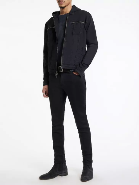 John Varvatos Scott Stretch Hooded Jean Jacket - Black