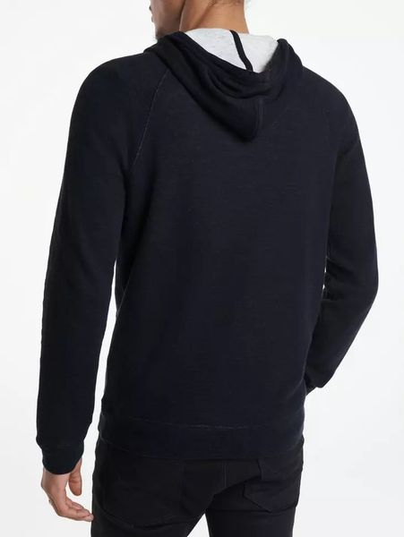 John Varvatos Providence Double Knit Plaited Hoodie- Black