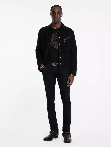 John Varvatos EMBROIDERED SKULL Crew - Black