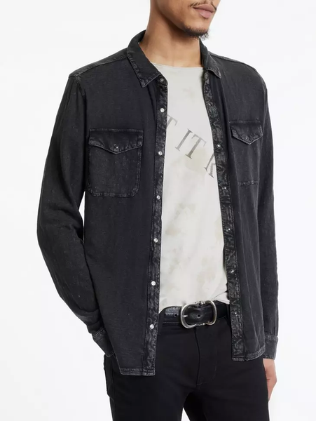 John Varvatos Arvon Western Shirt - Mineral Black