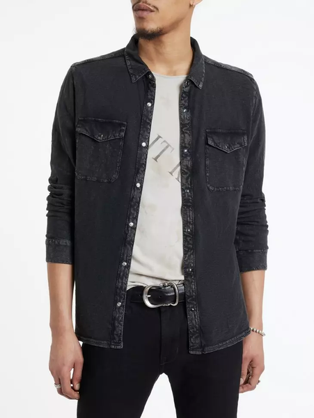 John Varvatos Arvon Western Shirt - Mineral Black