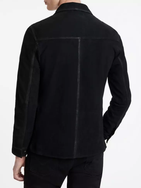 John Varvatos Izzy Leather Shirt - Black