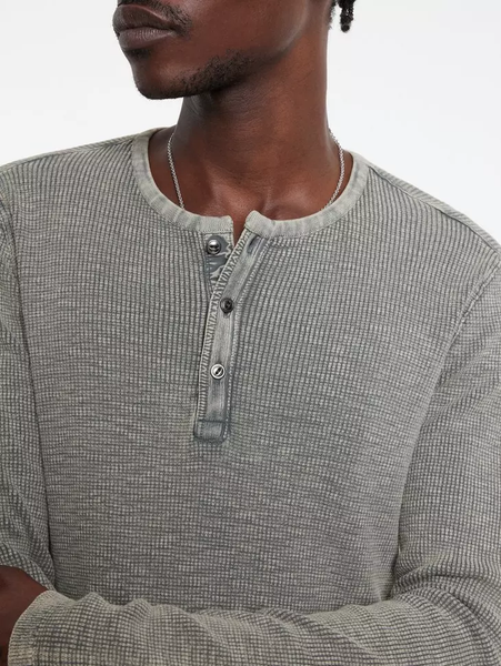 John Varvatos Memphis Waffle Henley - Grey Heather