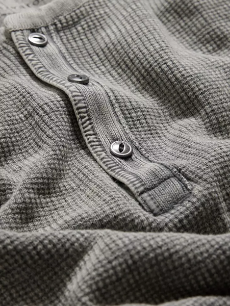 John Varvatos Memphis Waffle Henley - Grey Heather