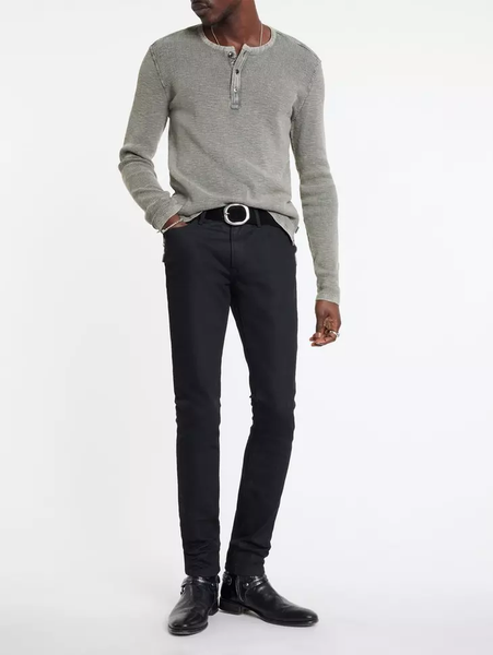 John Varvatos Memphis Waffle Henley - Grey Heather