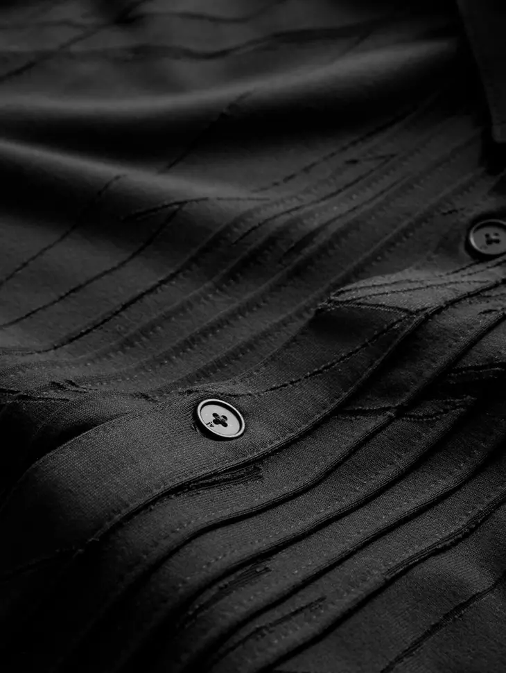 John Varvatos PHOENIX LS Shirt Burnout Lines - Charcoal Grey