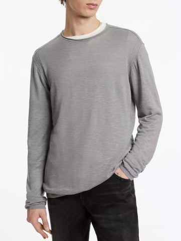 John Varvatos LEX LS Linen Blend Slub Crew - Flagstone Grey