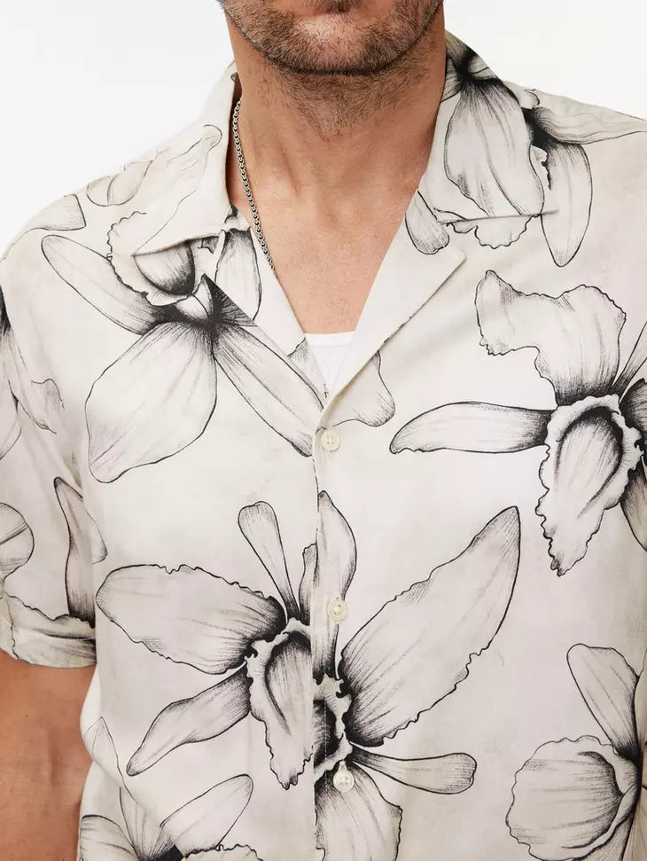 John Varvatos DAN Camp Shirt - Dew Grey
