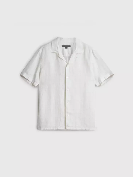 John Varvatos Danny SS Linen Camp Shirt - White