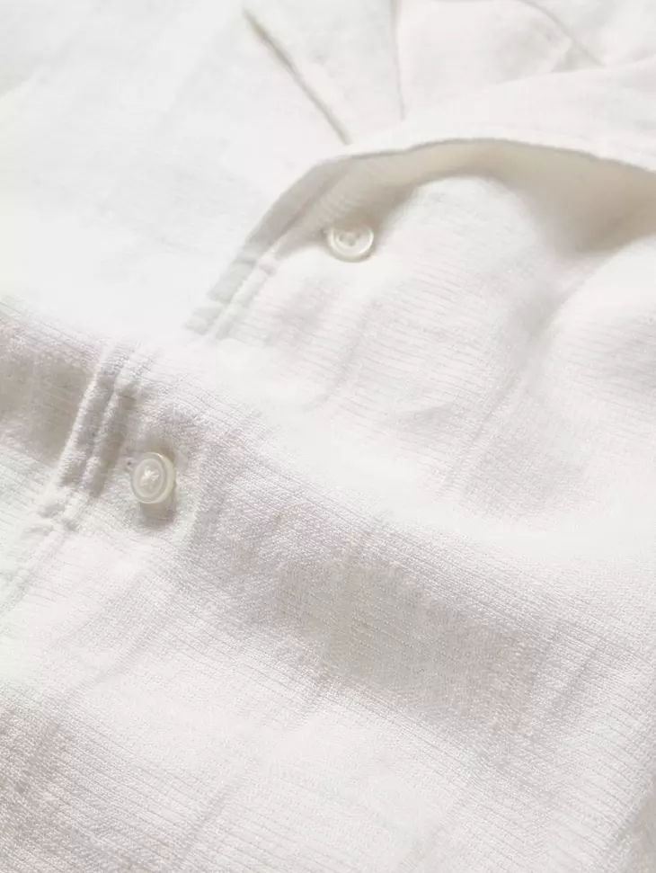 John Varvatos Danny SS Linen Camp Shirt - White