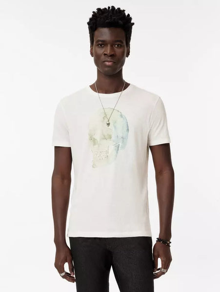 John Varvatos WATERCOLOR SKULL Crew - Salt