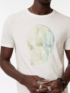 John Varvatos WATERCOLOR SKULL Crew - Salt