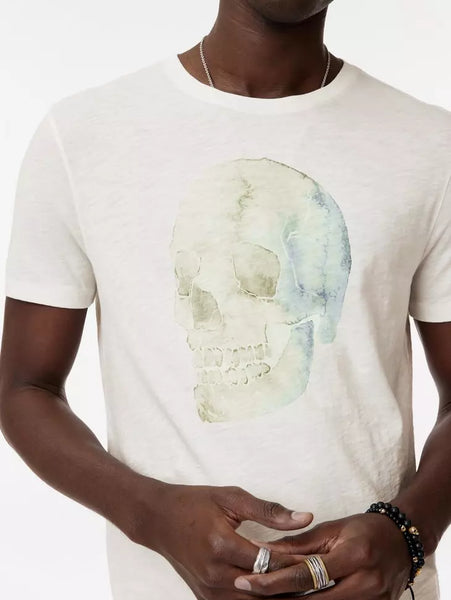 John Varvatos WATERCOLOR SKULL Crew - Salt