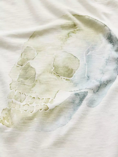 John Varvatos WATERCOLOR SKULL Crew - Salt