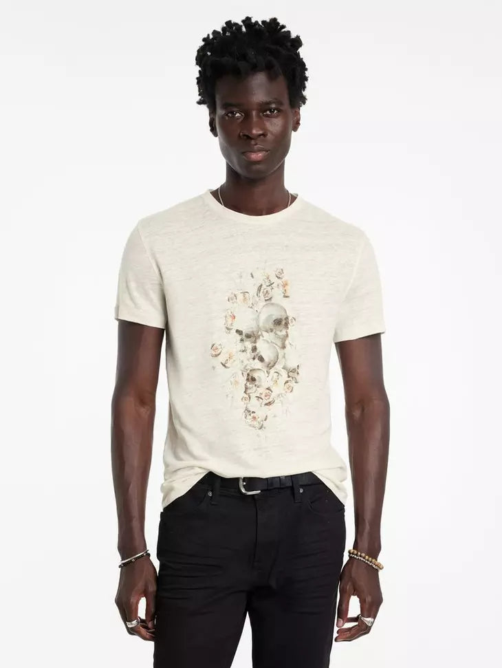 John Varvatos FLORAL SKULL Crew - Salt