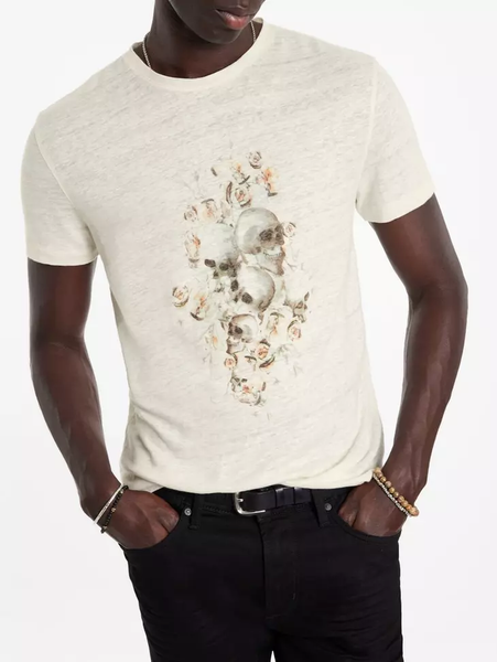 John Varvatos FLORAL SKULL Crew - Salt