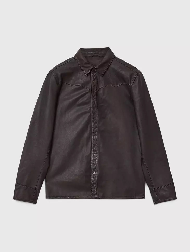 John Varvatos SAMUEL Leather Shirt Jacket - Earth