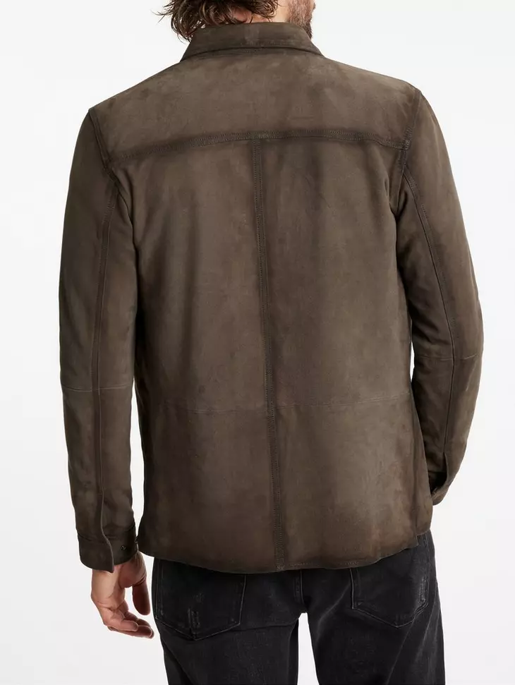 John Varvatos Izzy Leather Shirt Jacket - Earth Brown