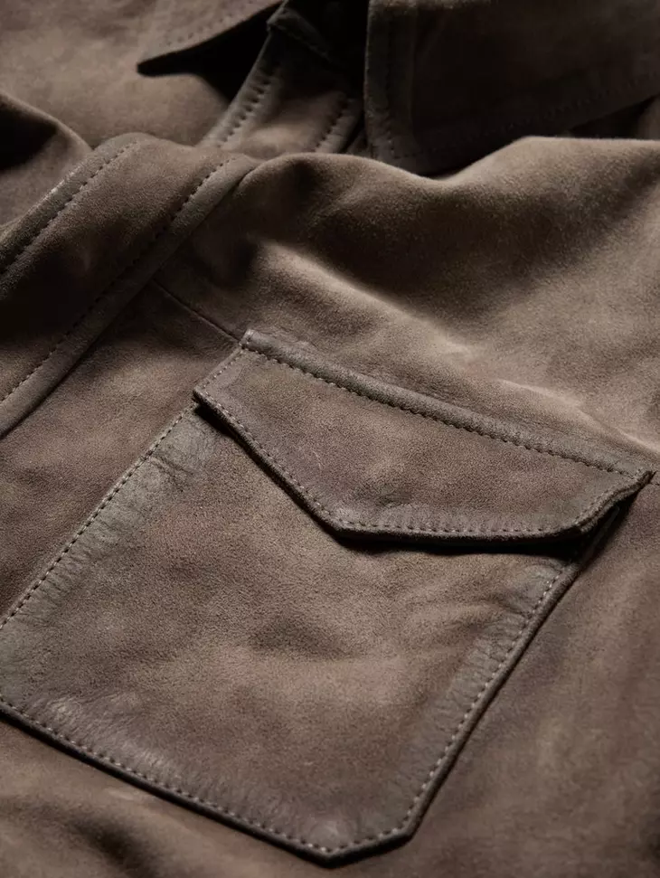 John Varvatos Izzy Leather Shirt Jacket - Earth Brown