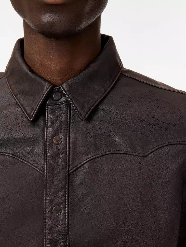 John Varvatos SAMUEL Leather Shirt Jacket - Earth