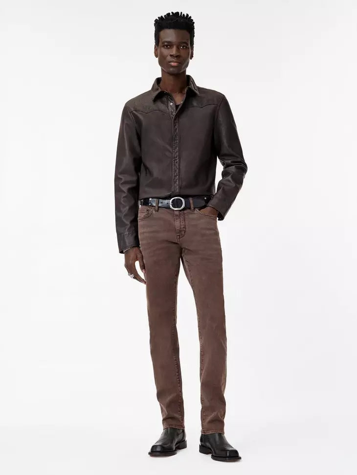 John Varvatos SAMUEL Leather Shirt Jacket - Earth