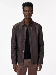 John Varvatos SAMUEL Leather Shirt Jacket - Black