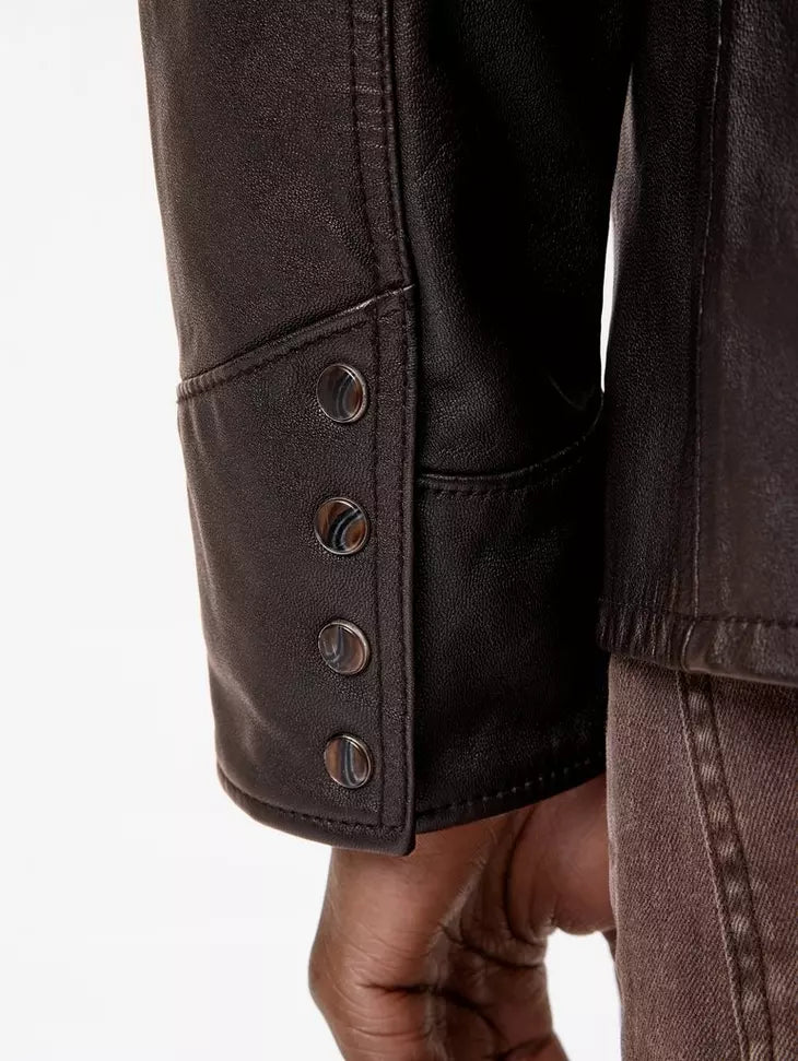 John Varvatos SAMUEL Leather Shirt Jacket - Earth