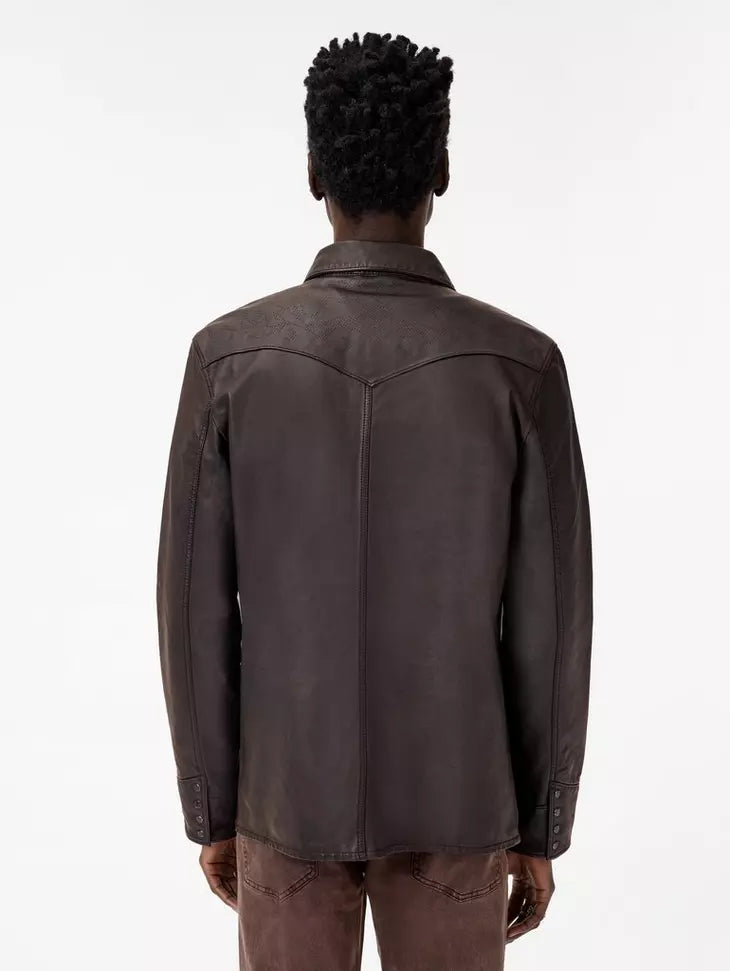 John Varvatos SAMUEL Leather Shirt Jacket - Earth