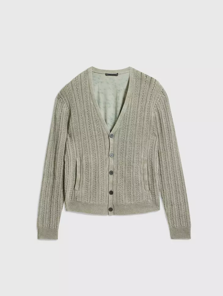 John Varvatos KILMENT Linen Cardigan - Sage Brush