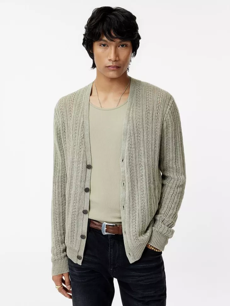 John Varvatos KILMENT Linen Cardigan - Sage Brush