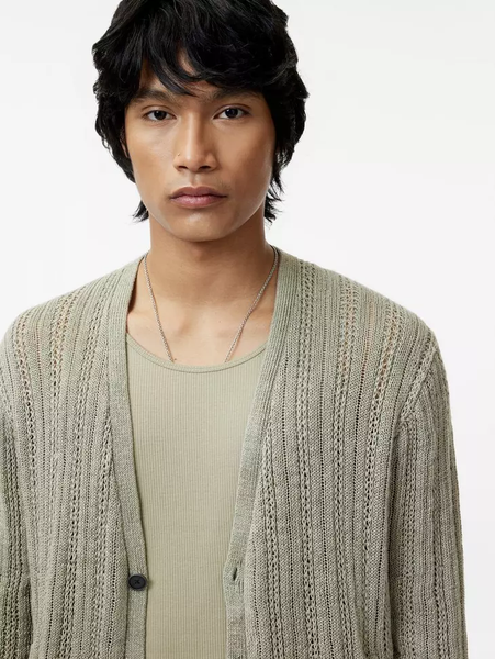 John Varvatos KILMENT Linen Cardigan - Sage Brush