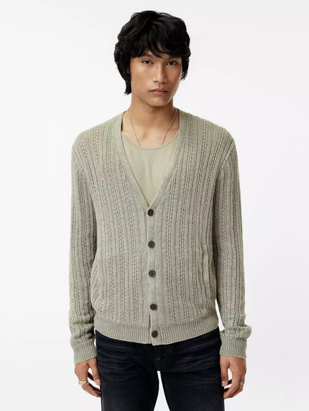 John Varvatos KILMENT Linen Cardigan - Sage Brush