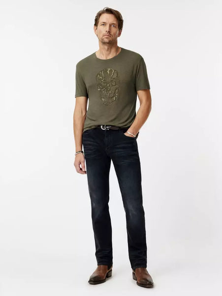 John Varvatos CHAIN SKULL Crew - Olive Leaf